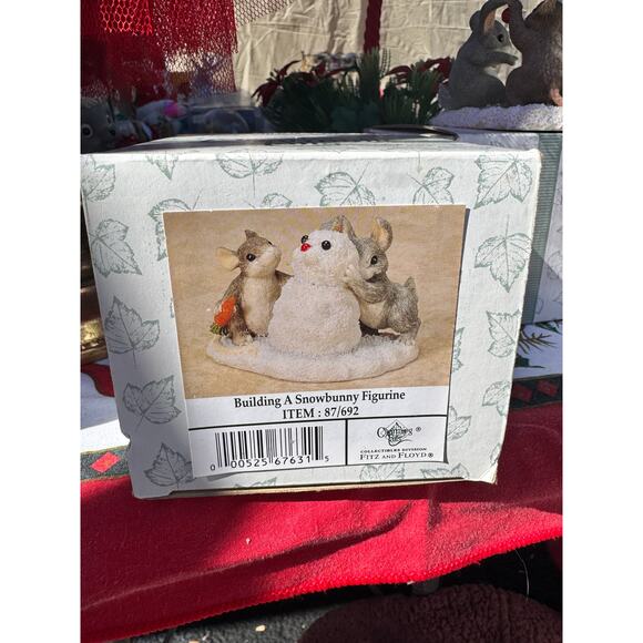 Charming Tails “Building a Snow Bunny” 87/692 Christmas Winter Figurine Snowman - Picture 1 of 7